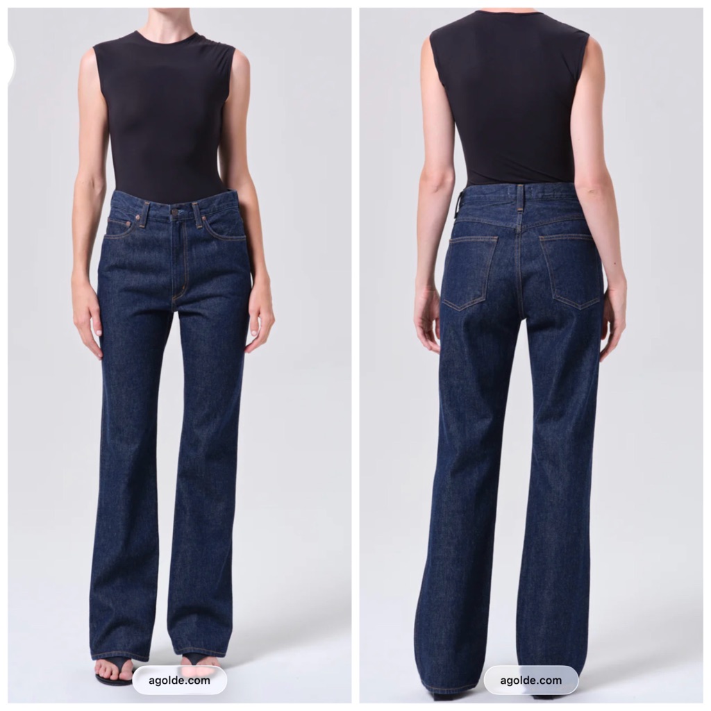 Agolde Leena Jean Denim Mid Rise Baby Flare Size 32 Bootcut Blue Rinse